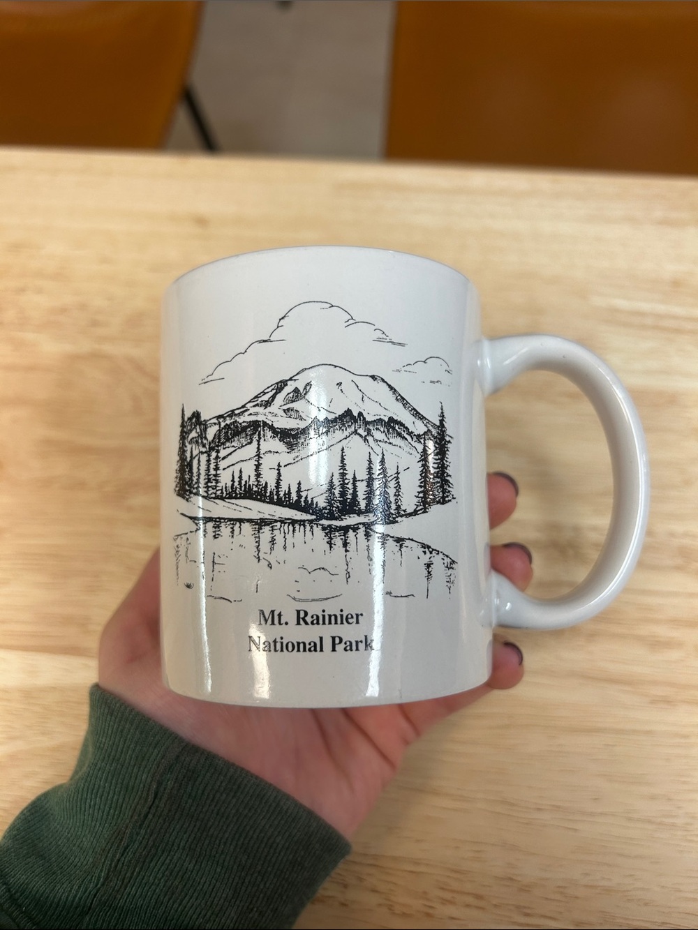 Mt. Rainier National Park White Ceramic Mug Vintage